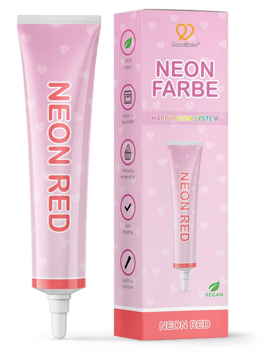 Goodbake Neonlebensmittelfarben 6 Farben Set – Intensive Lebensmittelfarbe – Lebensmittelfarbpaste – Zum Einfärben von Torten, Fondant, Buttercreme Uvm. – 100 % veganer Naty Shop Neon Rot