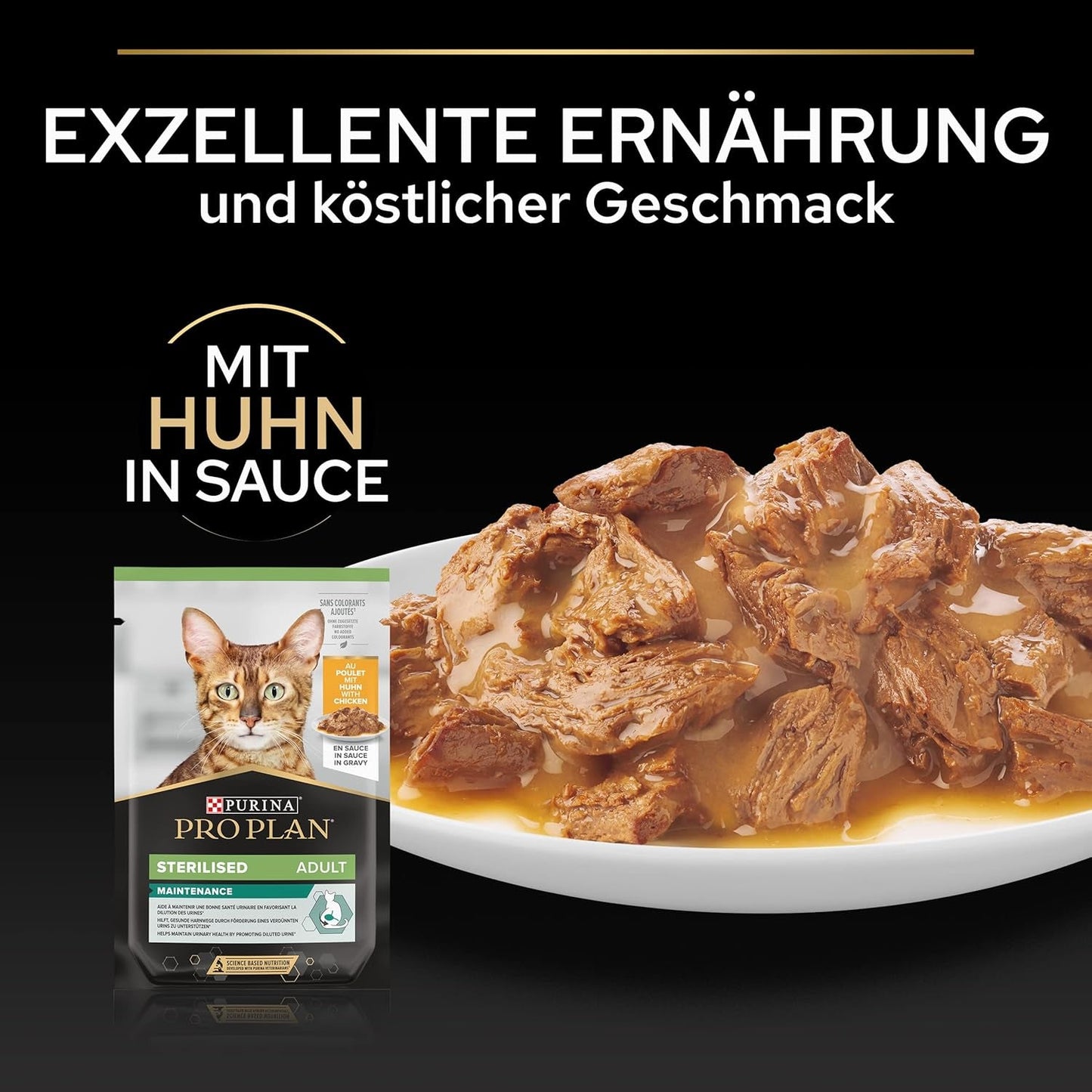 Pro Plan sterilisiertes Nassfutter für ausgewachsene Katzen mit Küken, 26er Packung (26 x 85g)