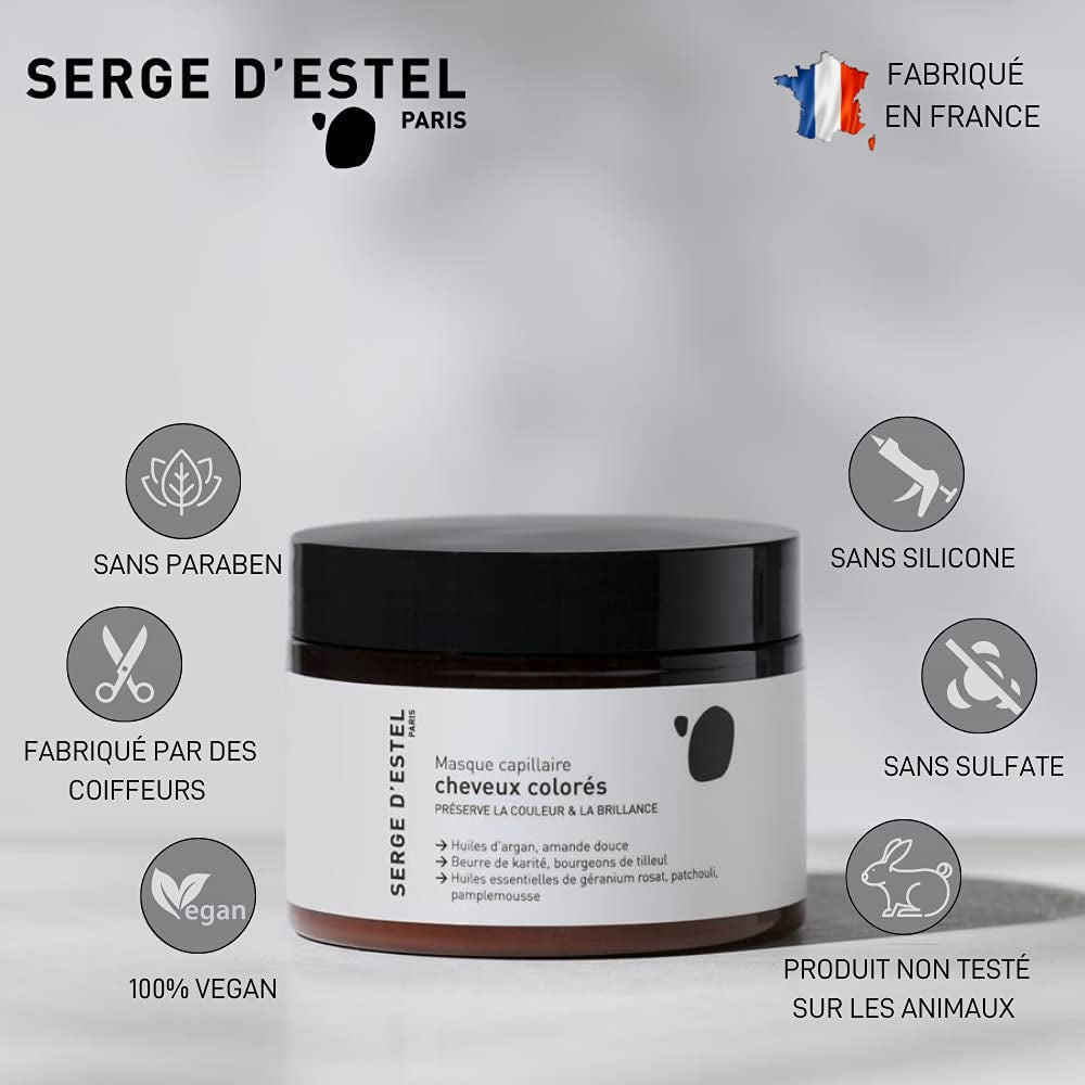 SERGE D'ESTEL PARIS Haarmaske 250 g Pflegt, repariert und macht farbgeschädigtes Haar weich Vegane Formel, 250 g Haarmaske Naty Shop