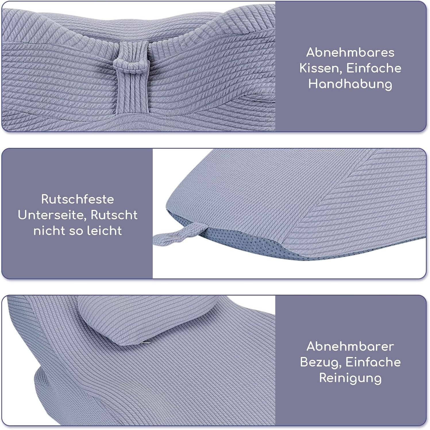Lesekissen für Bett und Sofa, Federkissen, Bettkissen aus Memory-Schaum, Seitenschläferkissen, ergonomisches Rückenstützkissen zum Lesen und Fernsehen