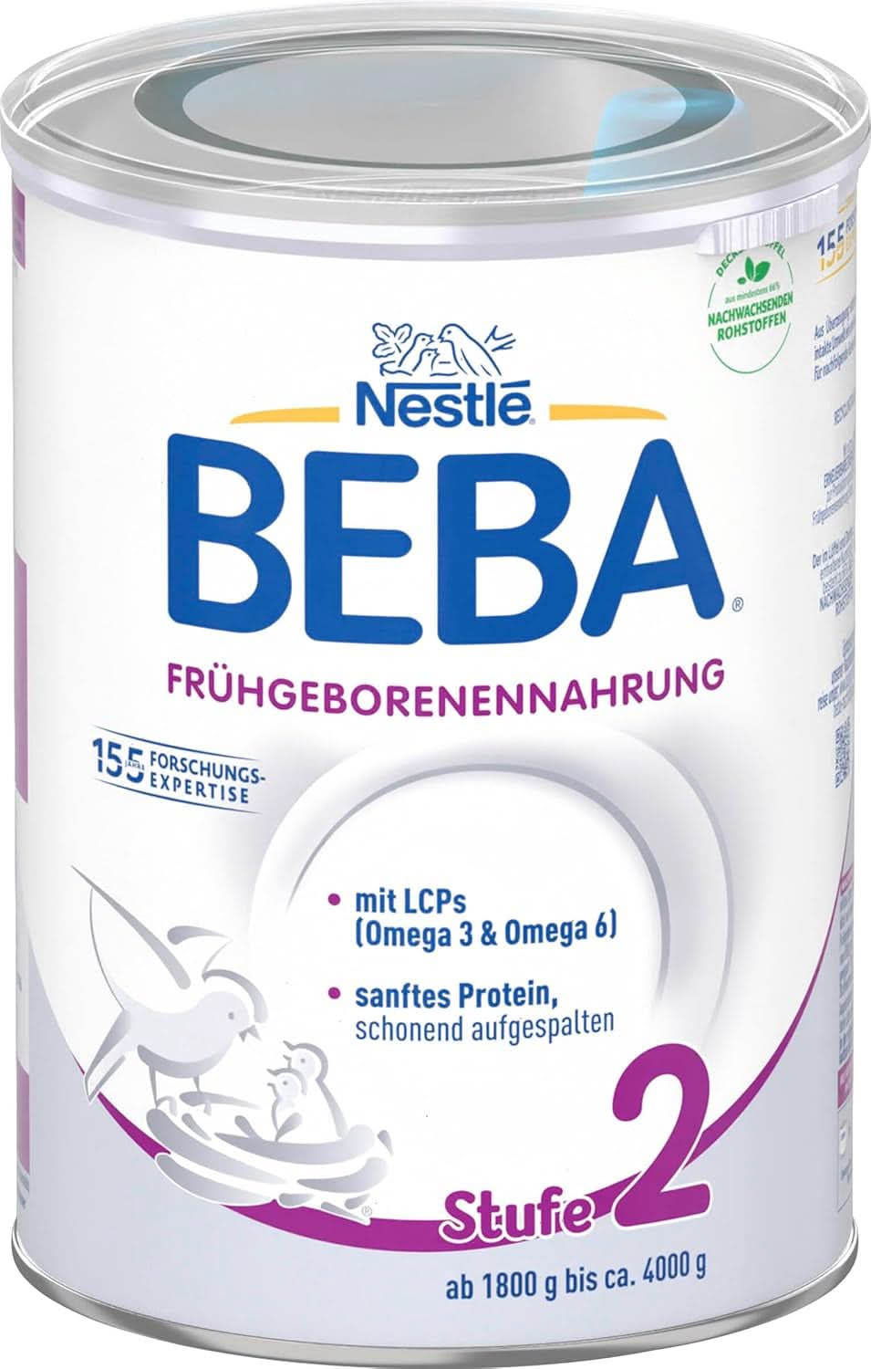 Nahrung für Frühgeborene BEBA Level 2, Spezialnahrung für Frühgeborene und Neugeborene mit geringem Gewicht, trinkfertig, 32er Packung (32 x 90 ml) Naty Shop