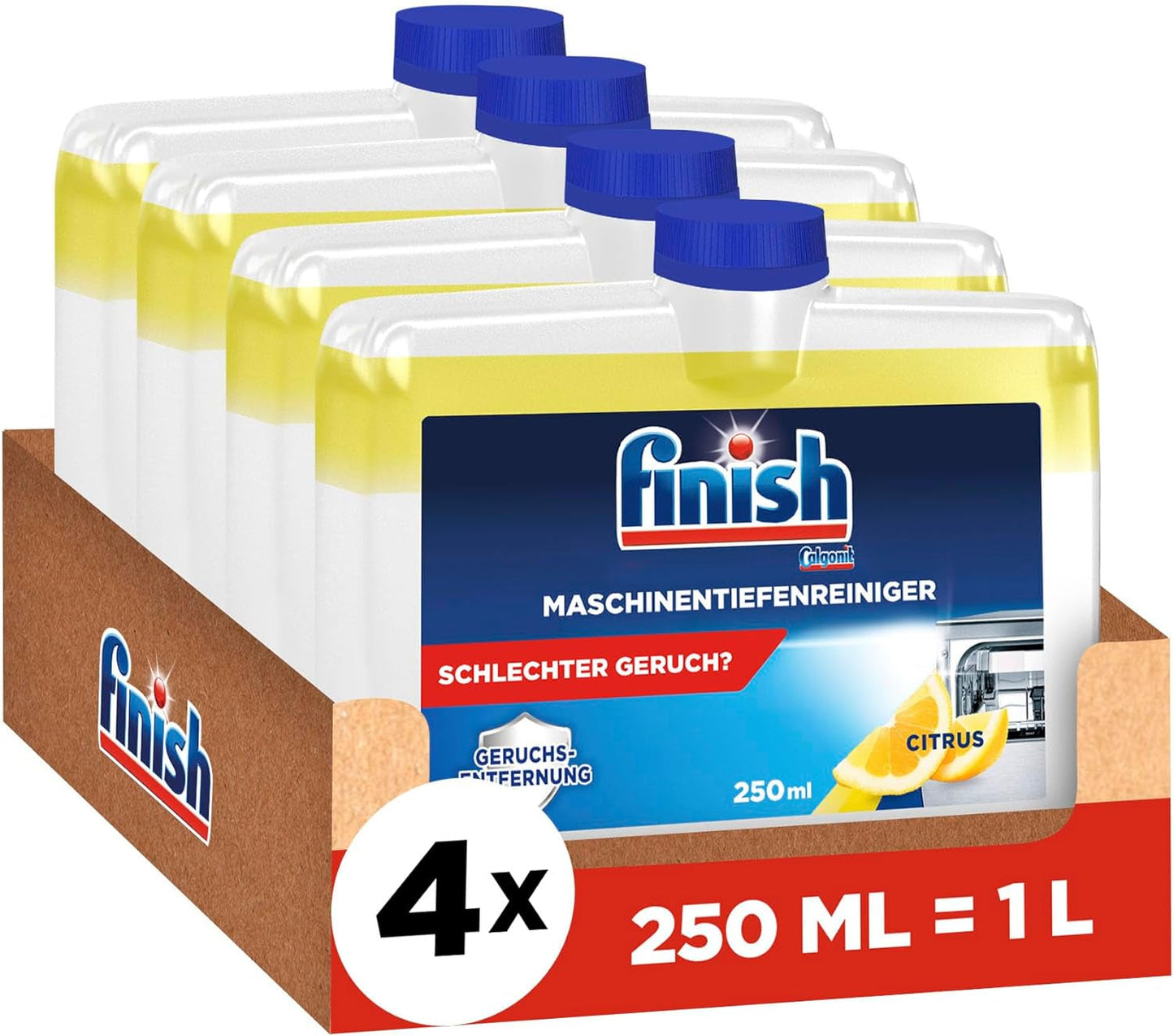 Finish Deep Machine Cleaner Citrus – flüssiger Maschinenreiniger gegen Kalk und Fett für eine saubere Spülmaschine – Naty Shop Sparpack