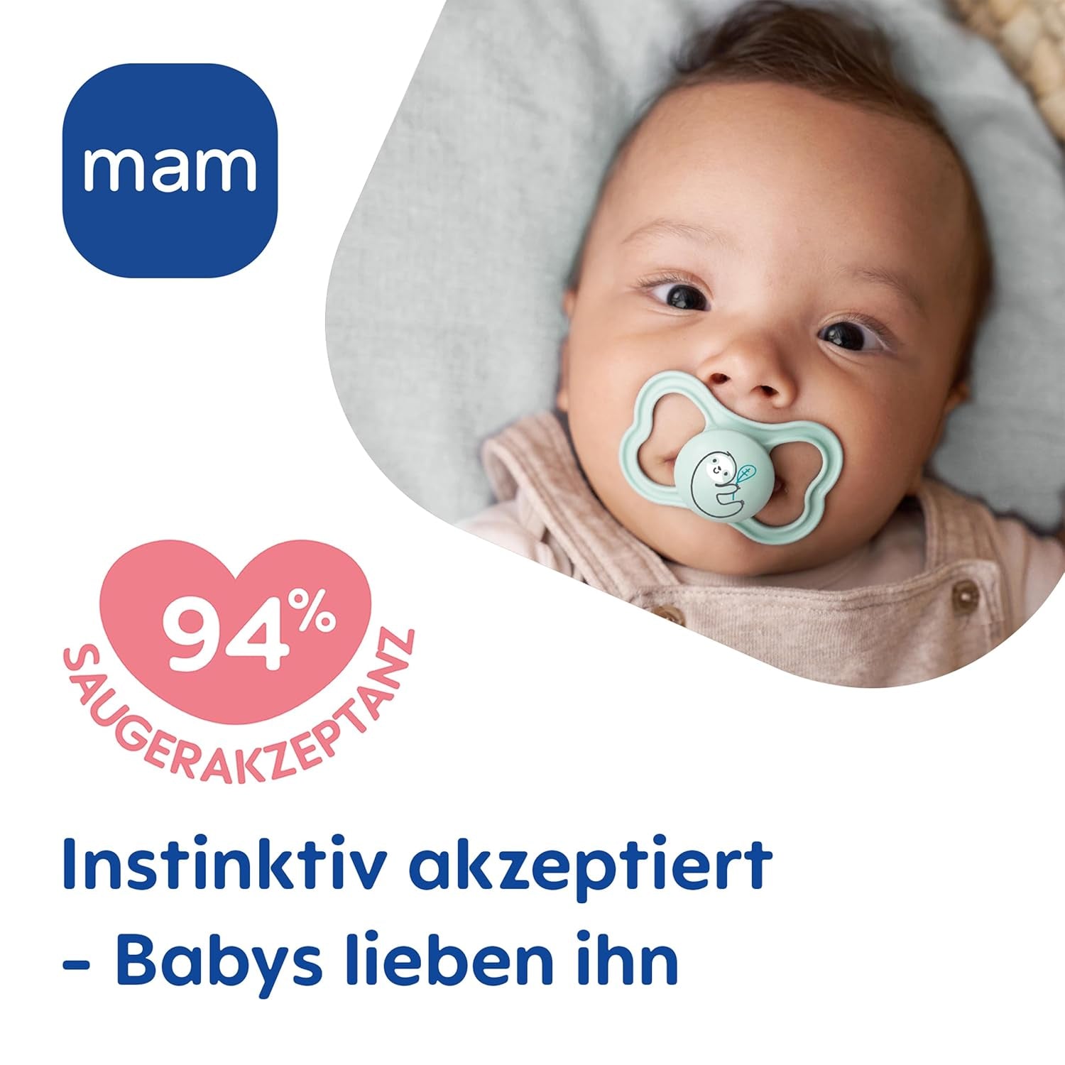 MAM Air Silikon-Schnuller, 2er-Pack, extra leichtes und luftiges Design, zahnfreundlicher Baby-Schnuller aus MAM SkinSoft-Spezialsilikon, mit Schnullerbox, 6-16 Monate, Bär/Nashorn