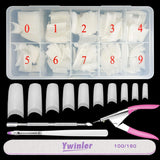 Künstliche Nägel, 500 Stück, natürliche Farbe, künstliche künstliche Nägel, 10 Größen, DIY-Acryl, mit Box, Nagelbürste, Nagelhautschieber, Nagelfeile