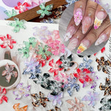50 Stück 3D-Blumen-Nagel-Charms, 3D-Gel-Nagelkunst, Nagel-Charms, bunter Sommerschmuck, DIY-Nagelzubehör, geprägte Hibiskusblüten-Kristalle, Farbverlaufs-Nagelkunst für Frauen
