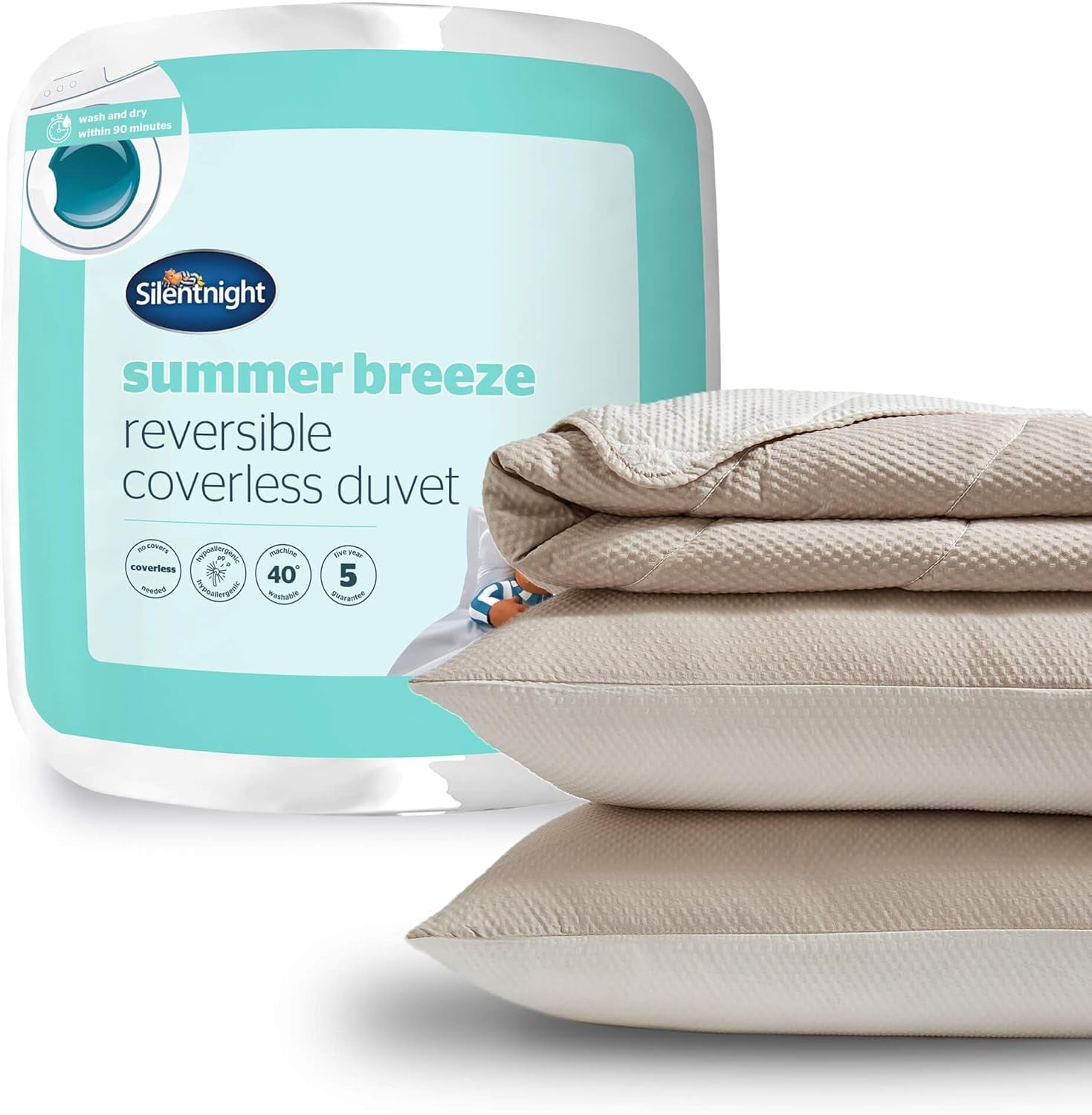 Silentnight Summer Breeze Bettdecke für Einzelbett, 2,5 Tog, leichte Sommerdecke, ideal für warme Nächte und heiße Schlafzimmer, hypoallergen und maschinenwaschbar, Einzelbett, 200 x 135 cm Naty Shop Quilts & Quilts ohne Bezug, cremefarbenes/taupefarbenes Doppelbett