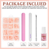 240-teiliges Set mit künstlichen Nagelspitzen, French Press On False Nails, Press On French Nails, 12 Größen, Fake Nails mit Kleber für Damen und Herren (Nude White Medium Almond)