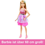 Barbie-Puppe, extragroß (71 cm), rosa Kleid, blondes Haar mit Clip und Halskette, Geschenk für Kinder ab 3 Jahren, HJY02