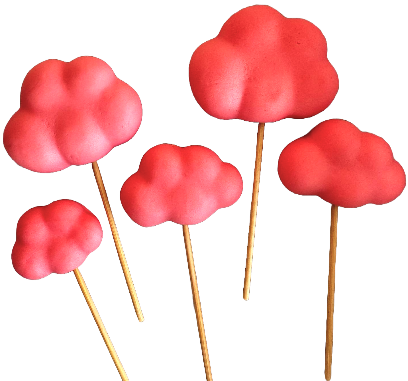 Set mit 5 essbaren Dekorationen aus Zuckerpaste, Wolken, rosa Dekorationen aus Zuckerpaste Naty Shop