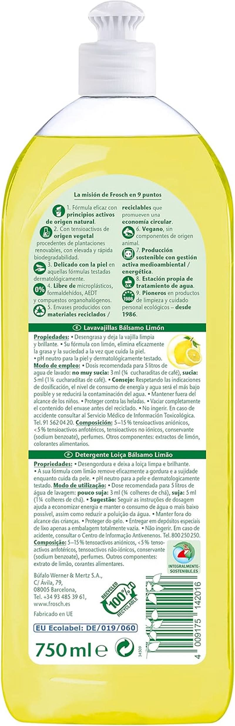 Flüssigkeit zum Händespülen, Entfetten und Schützen der Haut, dermatologisch getestet, 10 x 750 ml Naty Shop