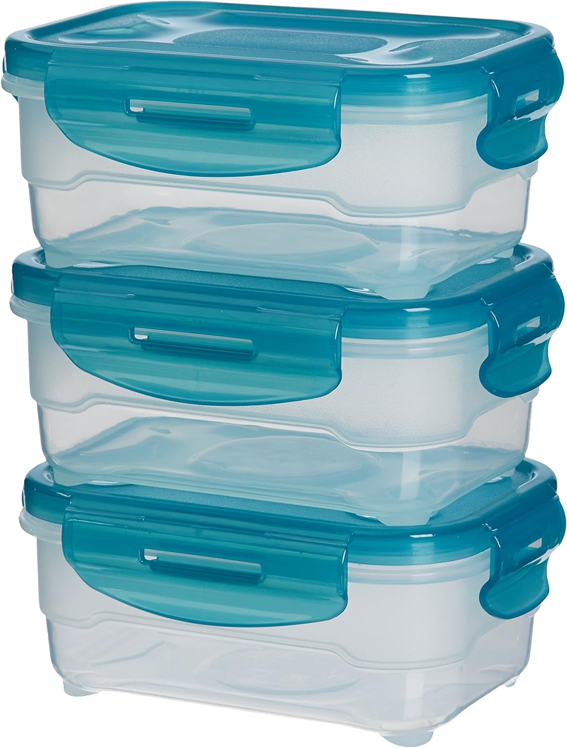 Amazon Basics Gefrierbehälter im Set, mit Deckel, auslaufsicher, stapelbar, Kühlschrank/Gefrierschrank, BPA-frei, Kunststoff, mikrowellen- und spülmaschinenfest, 3 x 1,2 l, durchsichtige Frischhaltedosen von Naty Shop, einzeln 0,6 Liter