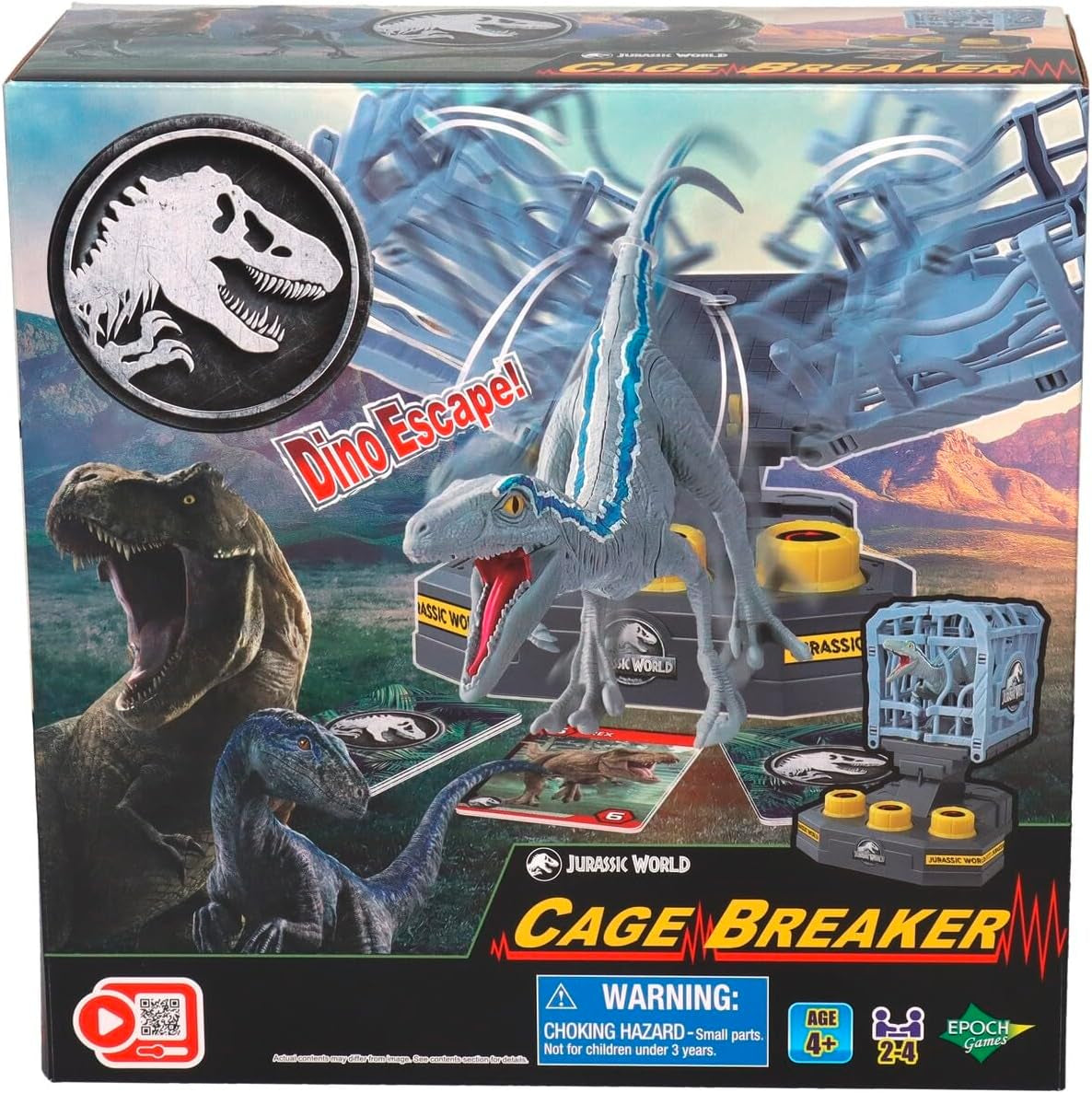 EPOCH Games, Jurassic World – Cage Breaker, 7523, Dinosaurierspielzeug, Brettspiel für Kinder ab 4 Jahren