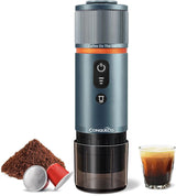 CONQUECO 12V Auto-Espressomaschine: Tragbare Espressomaschine mit Akku für Camping und Reisen – Schnelles Aufheizen in 2,5 Minuten – 8 Espressotassen in einer Ladung