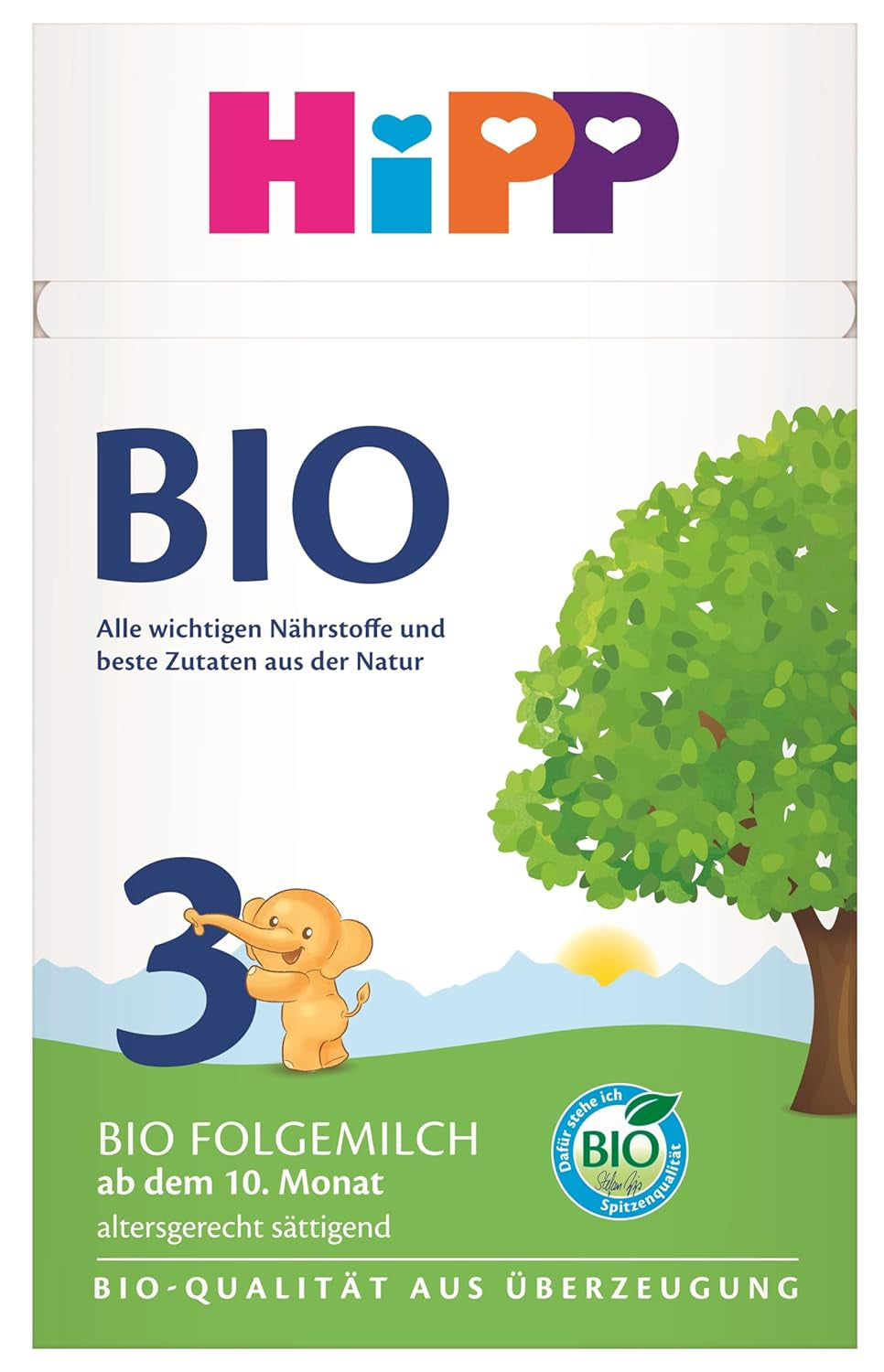 HiPP 3 Bio-Folgemilch (4 x 600g) – nach 10 Monaten, mit Omega-3 (DHA, ALA), Calcium, Vitamin D, in bester Bio-Qualität