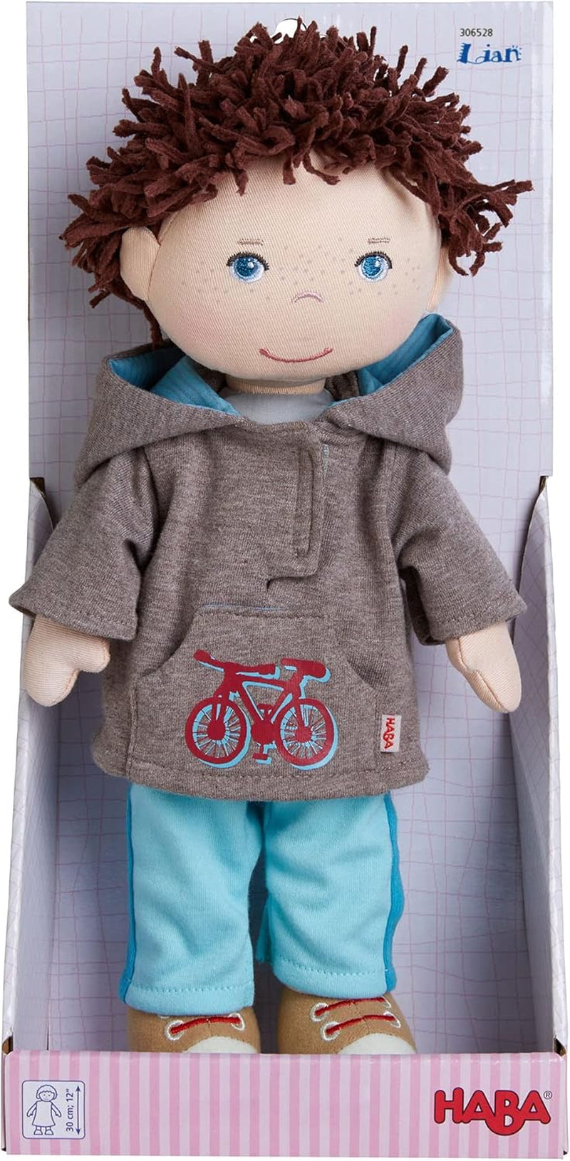 HABA Lian Puppe – Weiche Stoffpuppe 30 cm, ideal für Babys und Kleinkinder, waschbar und leicht an- und auszuziehen, ab 18 Monaten – 1302109001