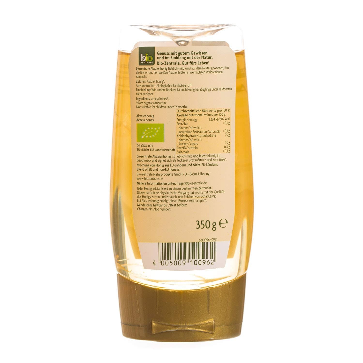 Biozentrale Bio-Akazienhonig | 350 g Bio-Honig aus weißen Akazienblüten | Ideal als Aufstrich Bio-Honig für Tee | Alternative zu Wabenhonig (2er-Pack)