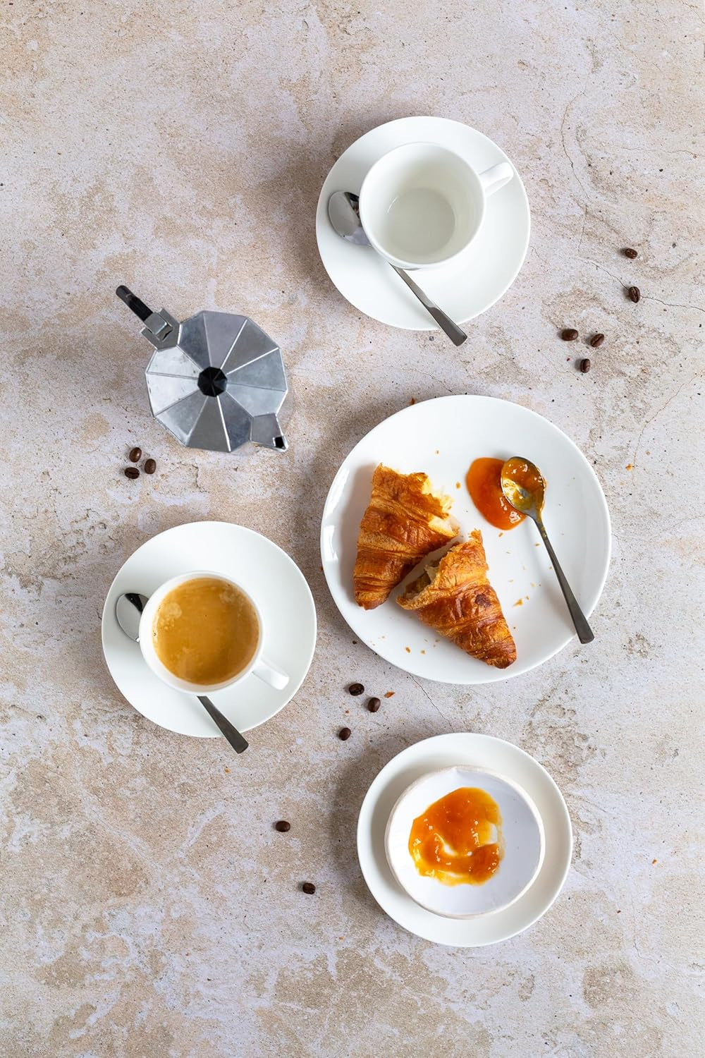 MÄSER 934105 Serie Belmira, klassisches Kaffeeservice für 6, 18-teiliges Kaffeeset, zeitlos, elegant, zart, Porzellan, weiß