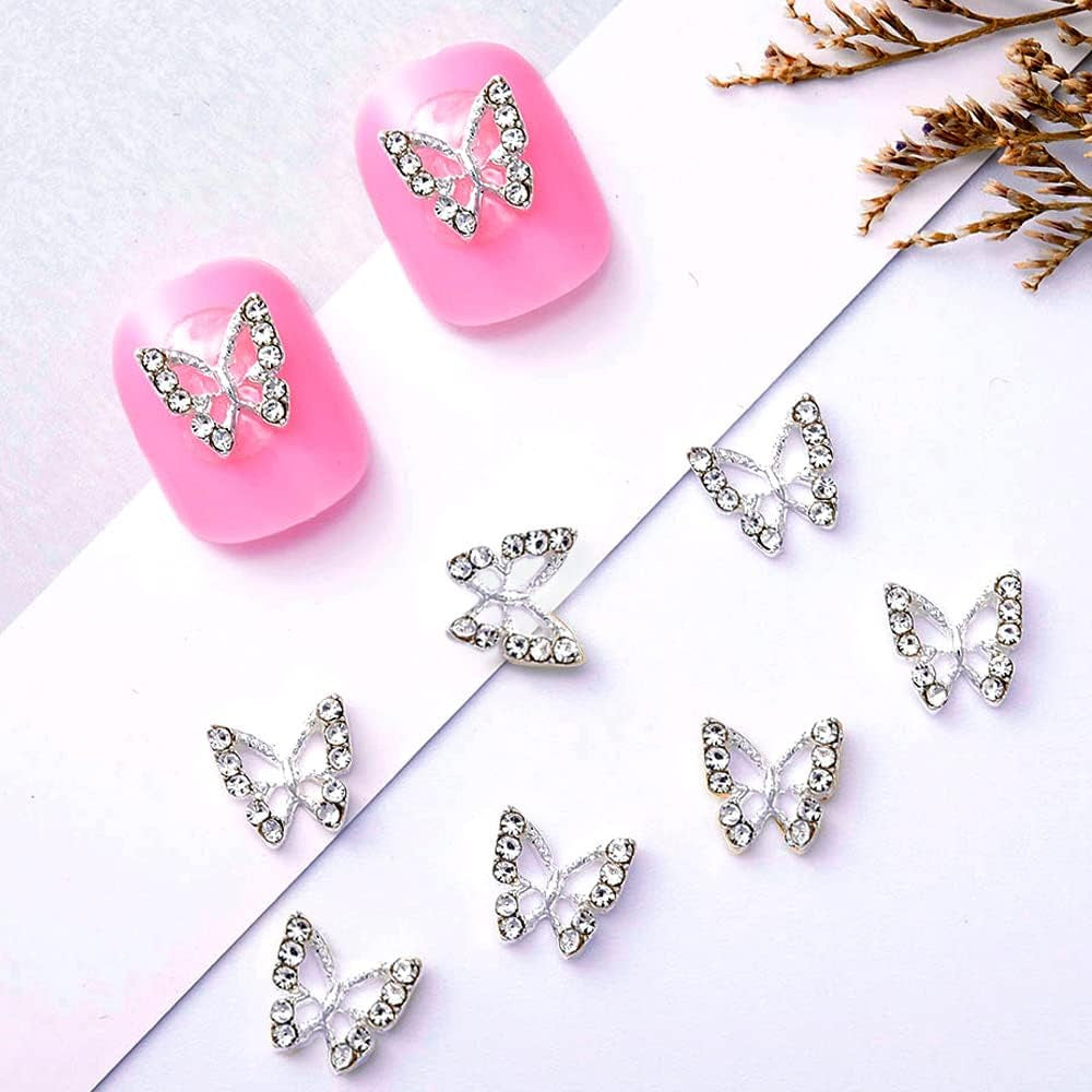 10 Stück Legierung Schmetterling Nagel Charms Metall Nail Art Anhänger Steine ​​für Diamanten Nägel Edelsteine ​​Nagel Schmuck Kunst Dekorationen Nail Art Schmuckherstellung