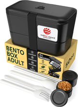 Umami Lunchbox für Erwachsene, 4 Besteckteile und Fächer, auslaufsichere stapelbare Bento-Box, Lunchbox für Erwachsene, To-go-Salatbehälter, Picknick-/Büro-Lunchbox, Anthrazitgrau, 1500 ml. Naty Shop Onix Black Frischhalteboxen – 1500 ml L – 1500 ml ineinander stapelbar