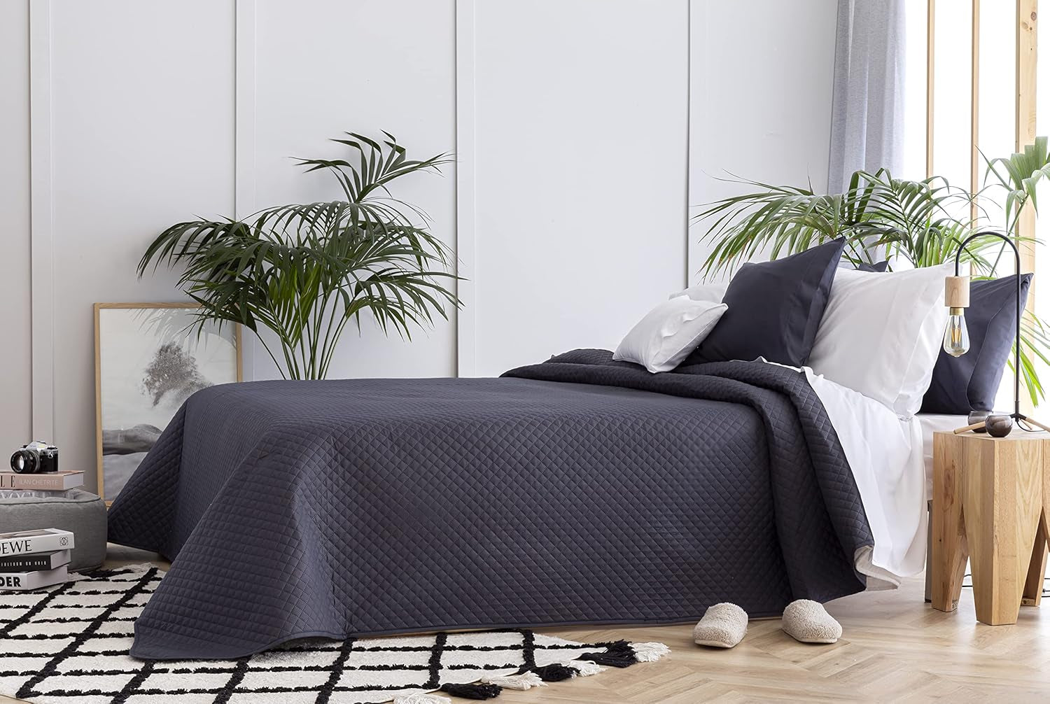 Todocama Fine Boutique Tagesdecke mit Rautenmuster Frühling Sommer Herbst Winter 100 % extra weiche Mikrofaser Multifunktionale Tagesdecke 105–200 x 260 cm Beige Betten und Decken Besuche den Todocama-Store Dunkelgraue Cama 105–200 x 260 cm
