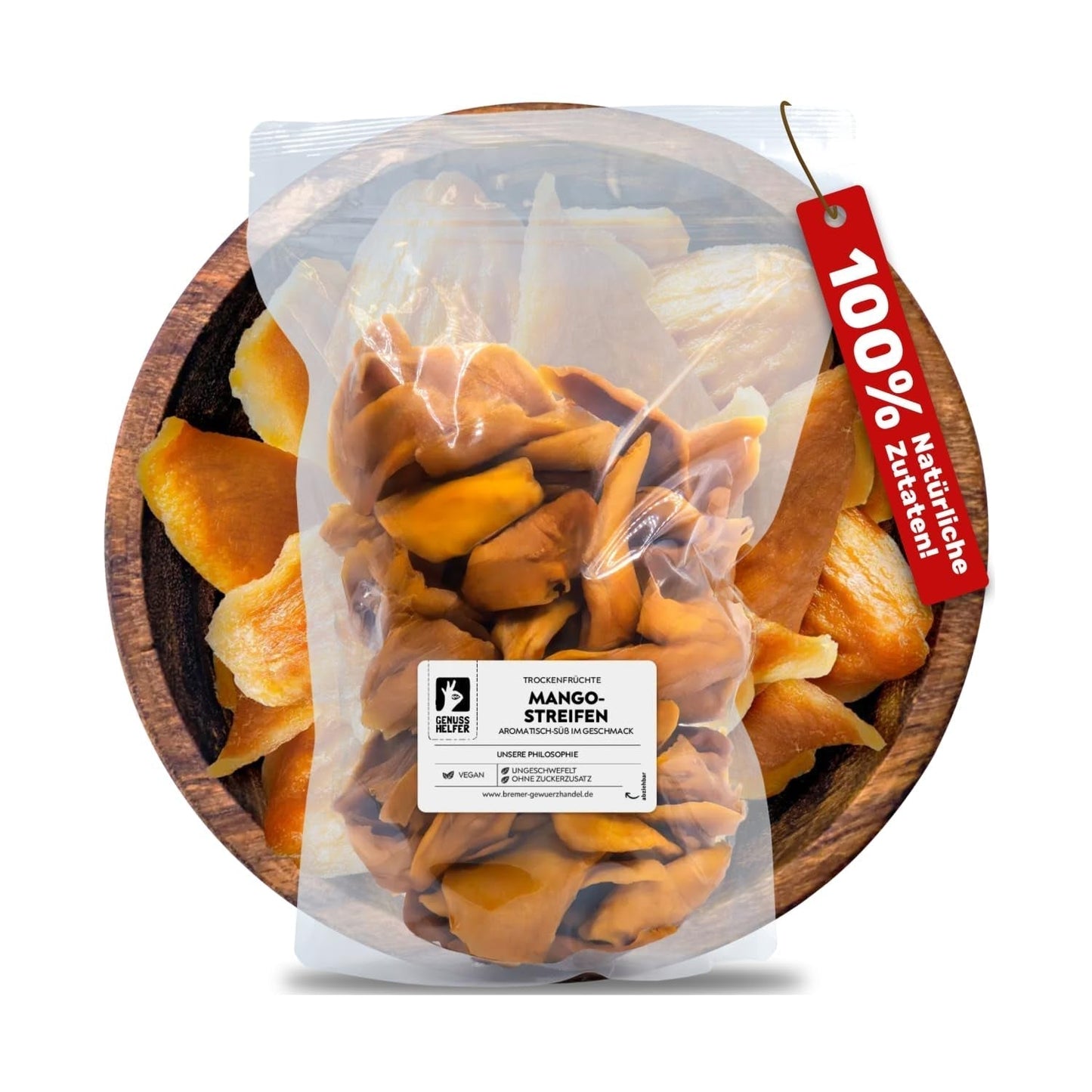 Bremer Gewürzhandel Mango, getrocknete Mangostreifen, ungeschwefelt, ohne Zuckerzusatz, 1kg Dehydrierte Produkte Naty Shop 1kg (1 Packung)