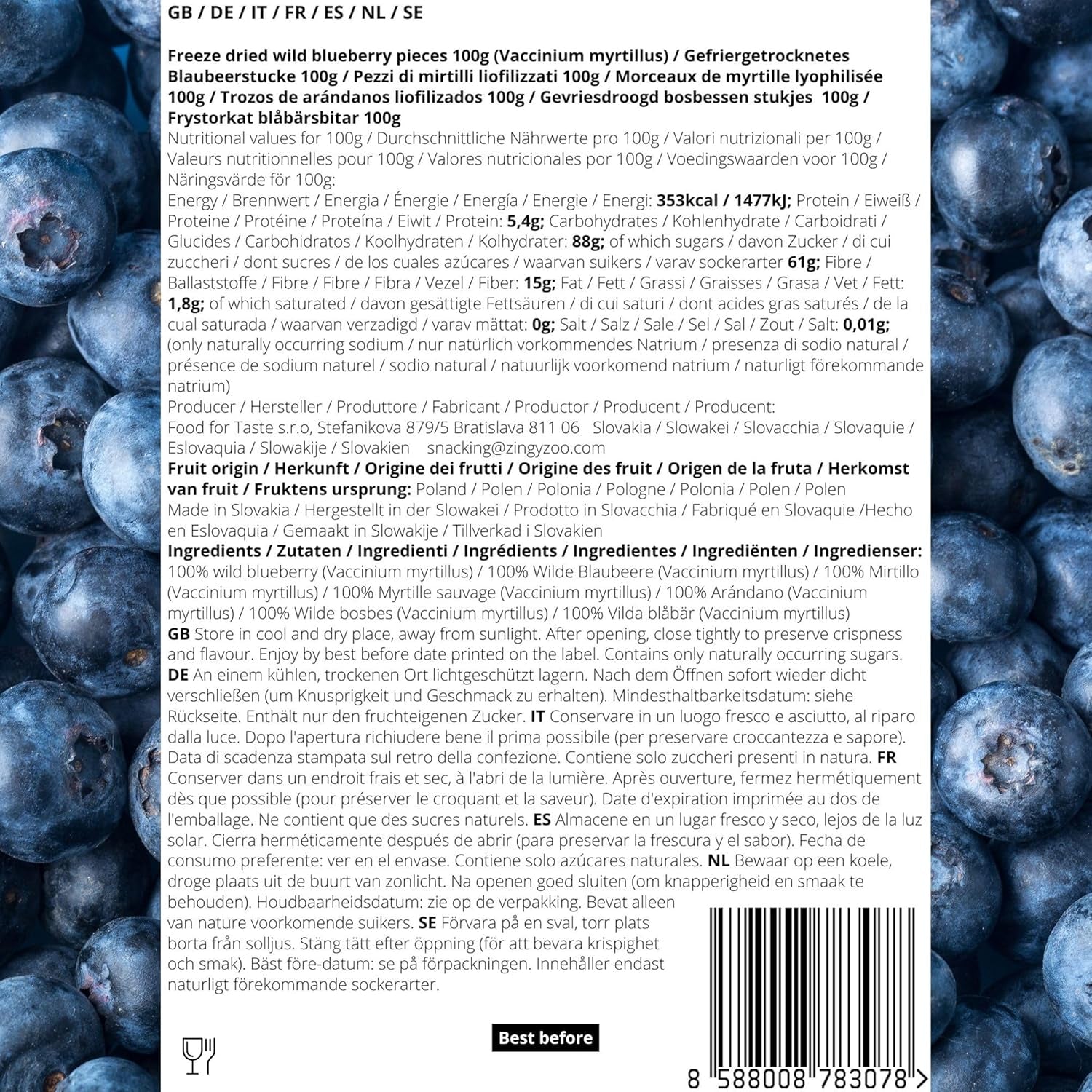 Getrocknete Cranberry-Stücke | 100 % gefriergetrocknete wilde Blaubeeren von Vaccinium Myrtillus | Wildblaubeerpulver, Blaubeerfruchtpulver, gefriergetrocknete, getrocknete, getrocknete Blaubeeren, dehydrierte Produkte, Naty Shop