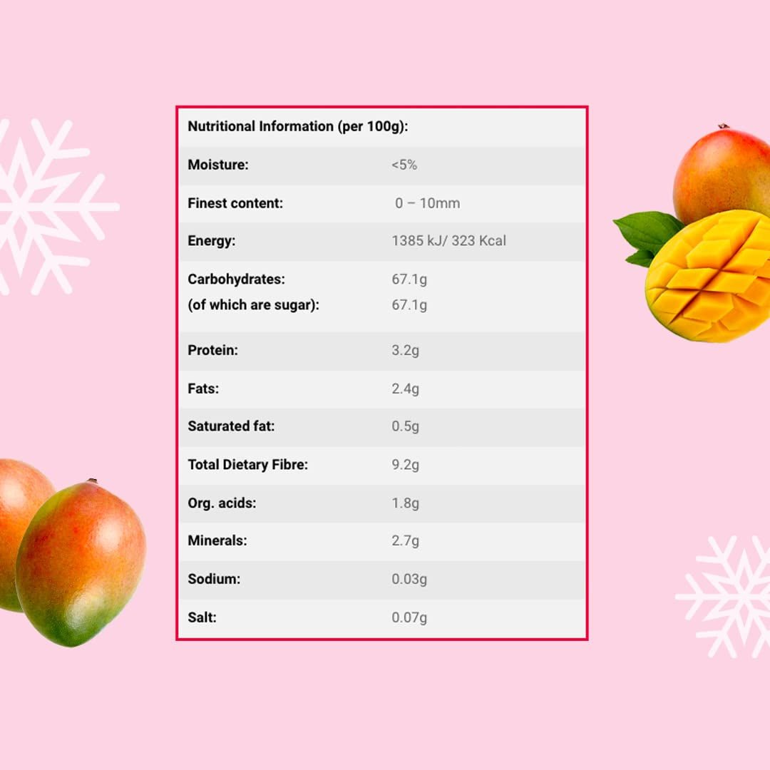 Gefriergetrocknete Mangostücke 100g - Gefriergetrocknete Früchte - Gefriergetrocknete Trockenfrüchte - Getrocknete Mango - Perfekt für Snacks, Backen, Müsli, Smoothies und Desserts. Dehydrierte Produkte Naty Shop