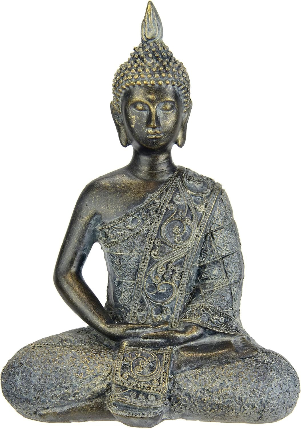 Buddha Figur meditieren sitzend Statue Figuren Skulptur Büste Statue Ornament Buddha Figur Feng Shui Deko Garten Terrasse Balkon Deko Buddha Statue Wohnaccessoire Buddha Skulptur Gartenfigur Statuetten und Skulpturen Naty Shop Grau/Braun Sitzmöbel