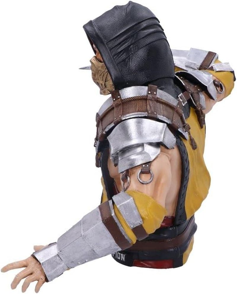 Offiziell lizenzierte Mortal Kombat Scorpion-Büste, gelb, 29,5 cm, Kunstharz-Statuetten und Skulpturen Naty Shop