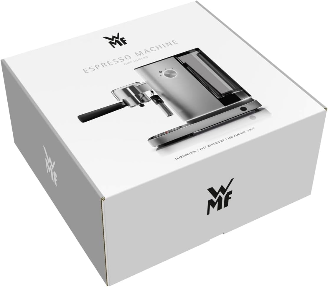 WMF Lumero Espressomaschine, Siebträger, 1400 Watt, Siebträger, 3 Einsätze, für 1-2 Espressotassen, auch für Kapseln, 15 bar, Tassenhalter, Milchaufschäumer, Edelstahl matt