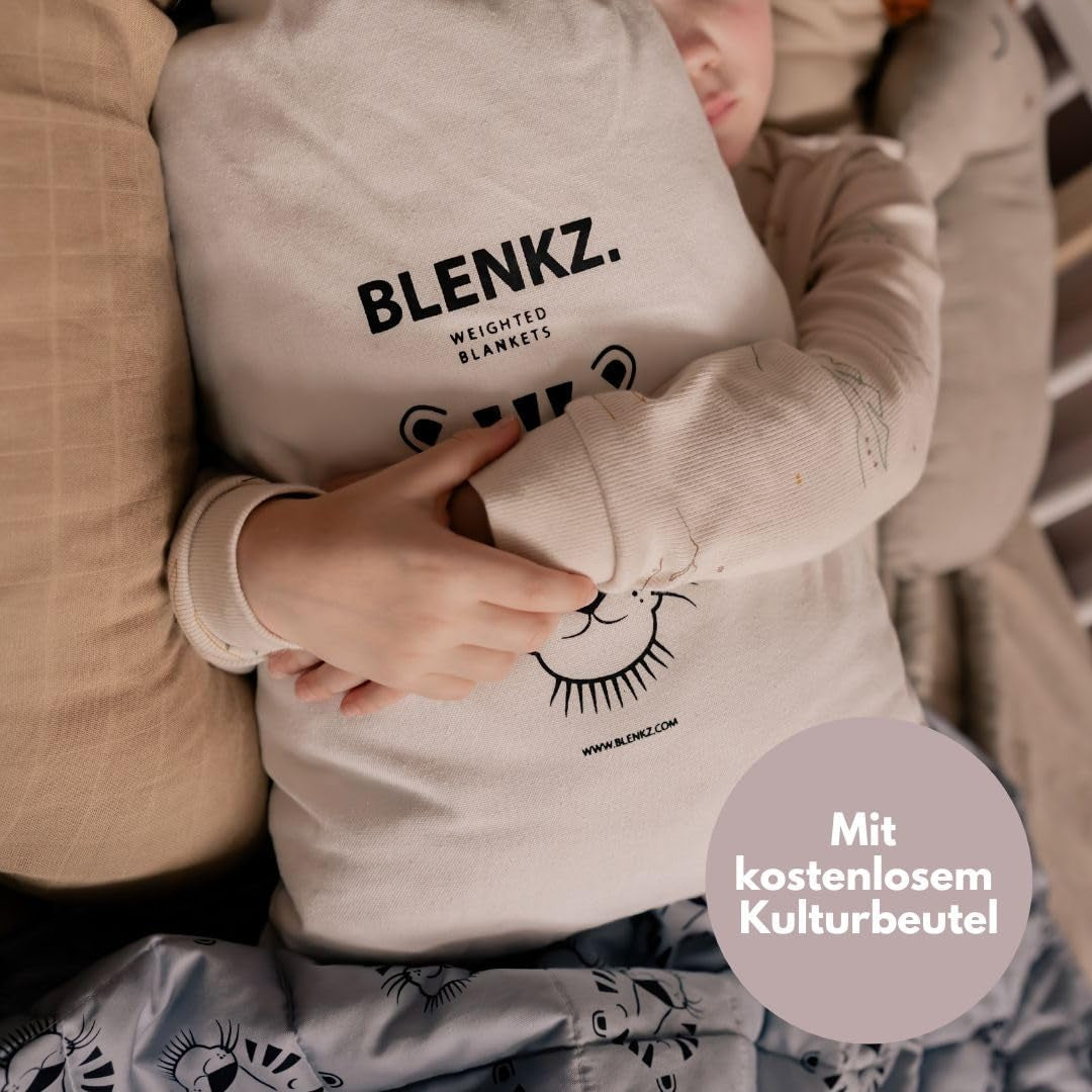 Beschwerte Babydecke | 3,5 kg | 100X150Cm | Therapiedecke | Gewichtsdecken | Schwere Decke (blaues Tigergesicht, 3,5 kg – 100 x 150 cm) BLENKZ Betten und Decken.
