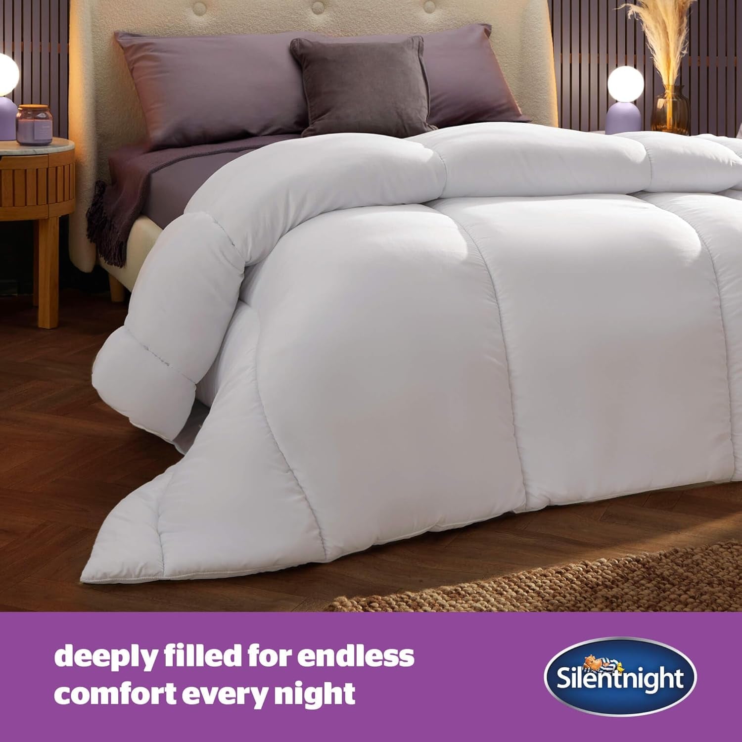 Silentnight Deep Sleep Steppdecke, weiß, Mikrofaser, weiß, Einzelbett Steppdecken und Steppdecken Naty Shop