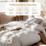 135 x 200 Ganzjahresdecke aus 100 % Baumwolle mit Gänsedaunen, dick gefüllte Federdecke, kein lebender Plüsch, extra flauschige Übergangsdecke, 3D-Schallkasten, Einzelbett, weiße Steppdecken und Steppdecken, Naty Shop