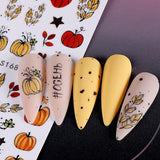 3D Herbst Nagelaufkleber Kürbisblätter Nagelaufkleber Geometrische Linie Blumen Nagelaufkleber Thanksgiving Day Design Nagelaufkleber Herbst Kürbis Nagelaufkleber Nagelzubehör Nagelkunst