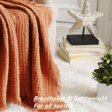 CREVENT Rost-Strickdecke für Couch, Sofa, Stuhl, Bett, Heimdekoration, weich, warm, gemütlich, leicht, Frühling, Sommer, Herbst (127,8 x 152,4 cm, Karamell/Braun/Gebranntes Orange). CREVENT-Betten und Decken