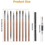 10 Stück Nailart Pinsel Set, Braun Nail Art Pinsel Nailart Design Pinsel Nageldesign Pinselfür Gelnägelfür Heimwerker Maniküre Salon Zuhause Nailpinsel Set