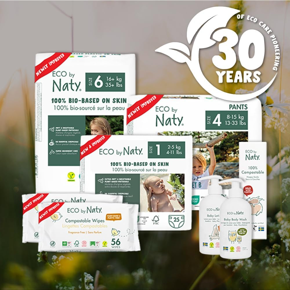Eco Diapers Eco by Naty Baby Eco Diapers – hochwertige Bio-Windeln, umweltfreundlich, aus pflanzlichen Materialien, ideal für empfindliche Babyhaut (Größe 5 – 80 Stück)