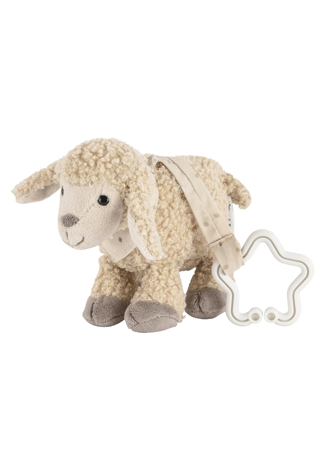 Sterntaler Flocke-Schaf-Spielzeug-Anhänger – weiches Stoff-Kinderwagen-Spielzeug – Baby-Hängespielzeug – Sandfarbe, sternförmige Aufhängung, Spielbogen-Anhänger, Bebe Toys Naty Shop