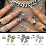 30 Stück Metall-Nagelschleifen, gold-silbergraue Schleifen, Nagelzubehör, Nageldekorationen für Frauen und Mädchen, Nagelkunst-Design