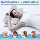RUMMY Ergonomisches Memory-Schaum-Nackenstützkissen mit abnehmbarem, waschbarem Bezug für Seiten- und Bauchschläfer (grau). Orthopädische Halskissen von Naty Shop