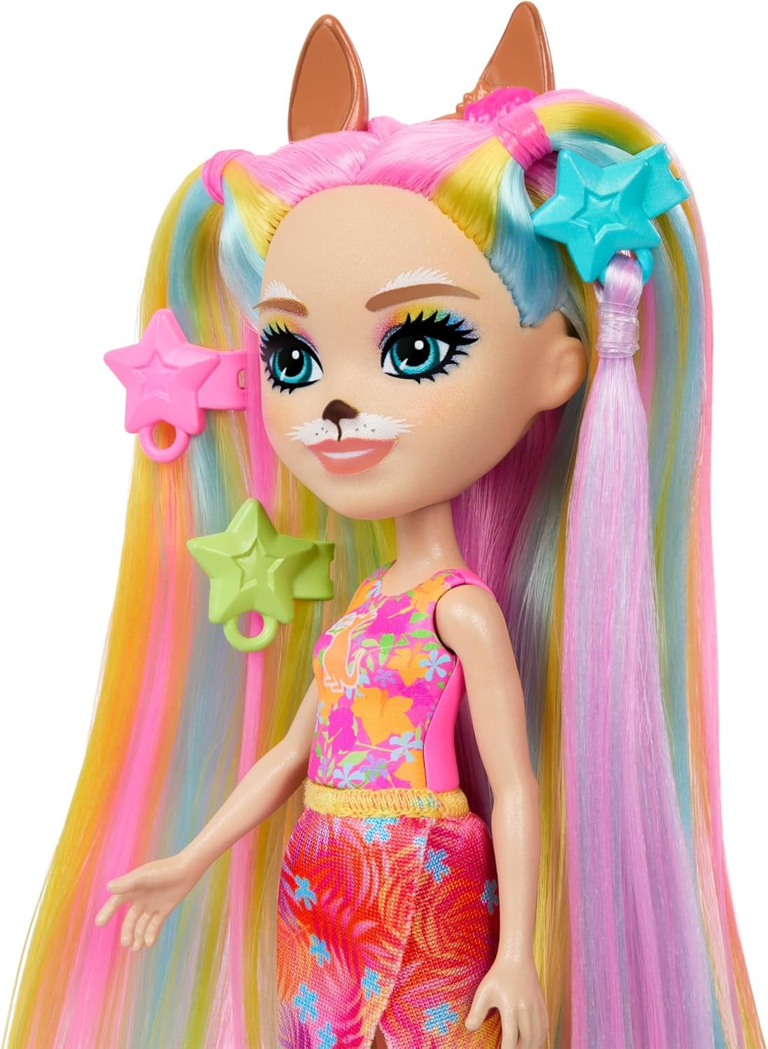 Enchantimals-Puppen, Sunshine Beach Deluxe-Haarpuppe und Tierfreund, kleine Puppe mit abnehmbarem Rock und Zubehör, Kindergeschenke, HTJ70 Naty Shop Dolls