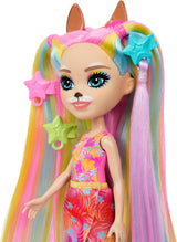 Enchantimals-Puppen, Sunshine Beach Deluxe-Haarpuppe und Tierfreund, kleine Puppe mit abnehmbarem Rock und Zubehör, Kindergeschenke, HTJ70 Naty Shop Dolls