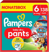 Pampers Windeln Paw Patrol Pants Größe 5 (12-17 kg) Baby-Dry, Junior mit Stop-and-Protect-Tasche, MONATLICHE BOX, 160 Windeln Naty Shop