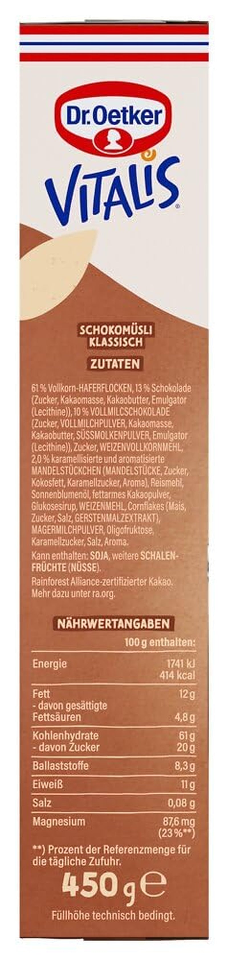 Dr. Oetker Vitalis Schokomüsli Classic: Frühstücksmüsli mit Vollmilch- und Zartbitterschokolade, 7er Pack (7 x 600g)