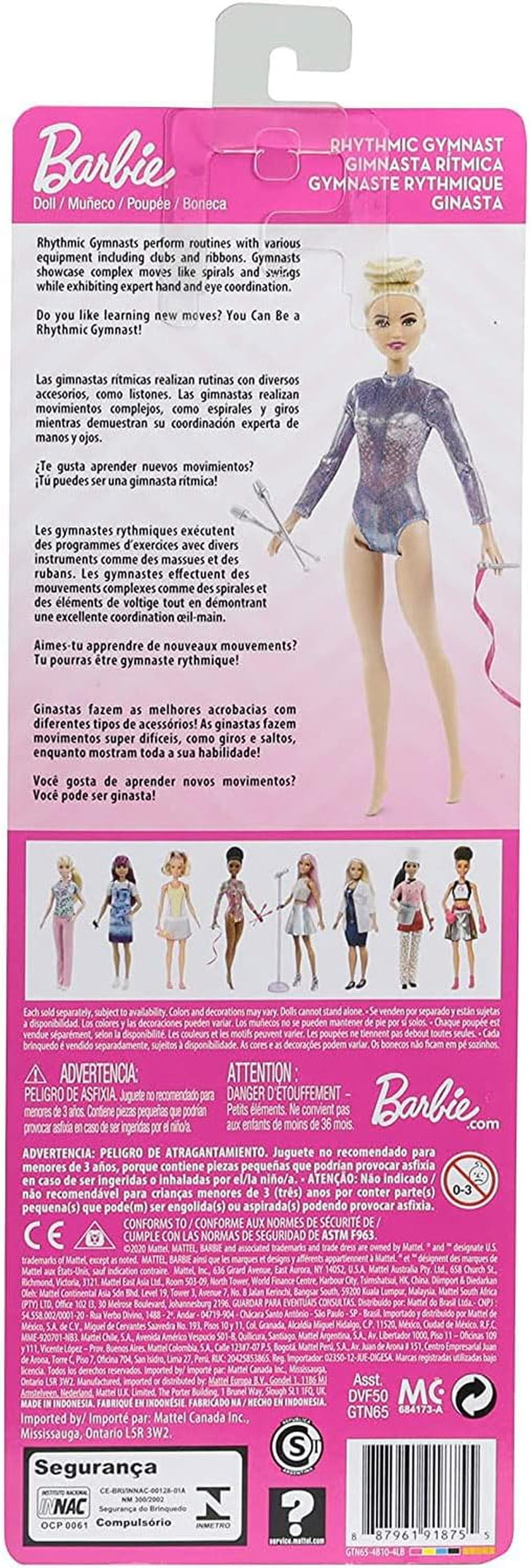 Barbie „You Can Be Anything“-Serie, blondes Haar, Zubehör für rhythmische Gymnastik, Puppe im Lieferumfang enthalten, Geschenk für Kinder, Spielzeug, ab 3 Jahren, GTN65
