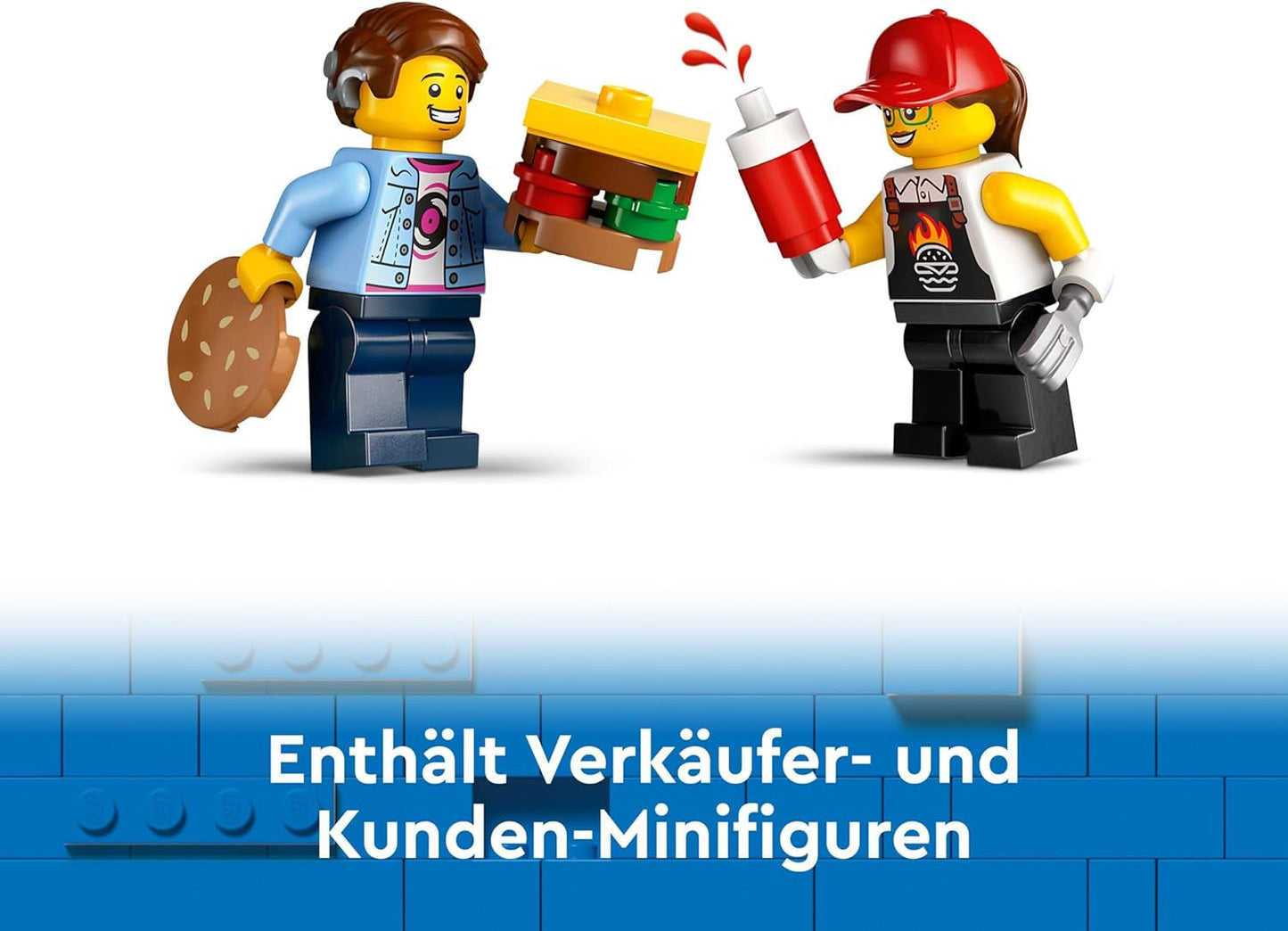 LEGO City Burger Truck Bauset mit Spielzeugauto für 5-Jährige, Imbisswagen-Minifigur und Zubehör, lustiges Geschenk für Jungen und Mädchen 60404 Bausets Besuchen Sie den LEGO-Store