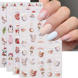 JMEOWIO Nagelsticker Weihnachten 6 Blatt Nail Art Sticker Selbstklebend Nagelaufkleber Schneeflocke Winterurlaub Niedliche Dekoration Nageldesign Zubehör