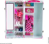 Theo Klein 5801 Barbie-Kleiderschrank mit Kleiderstangen und Fächern, Spielzeug für Kinder ab 3 Jahren, inklusive Zubehör, mehrfarbig