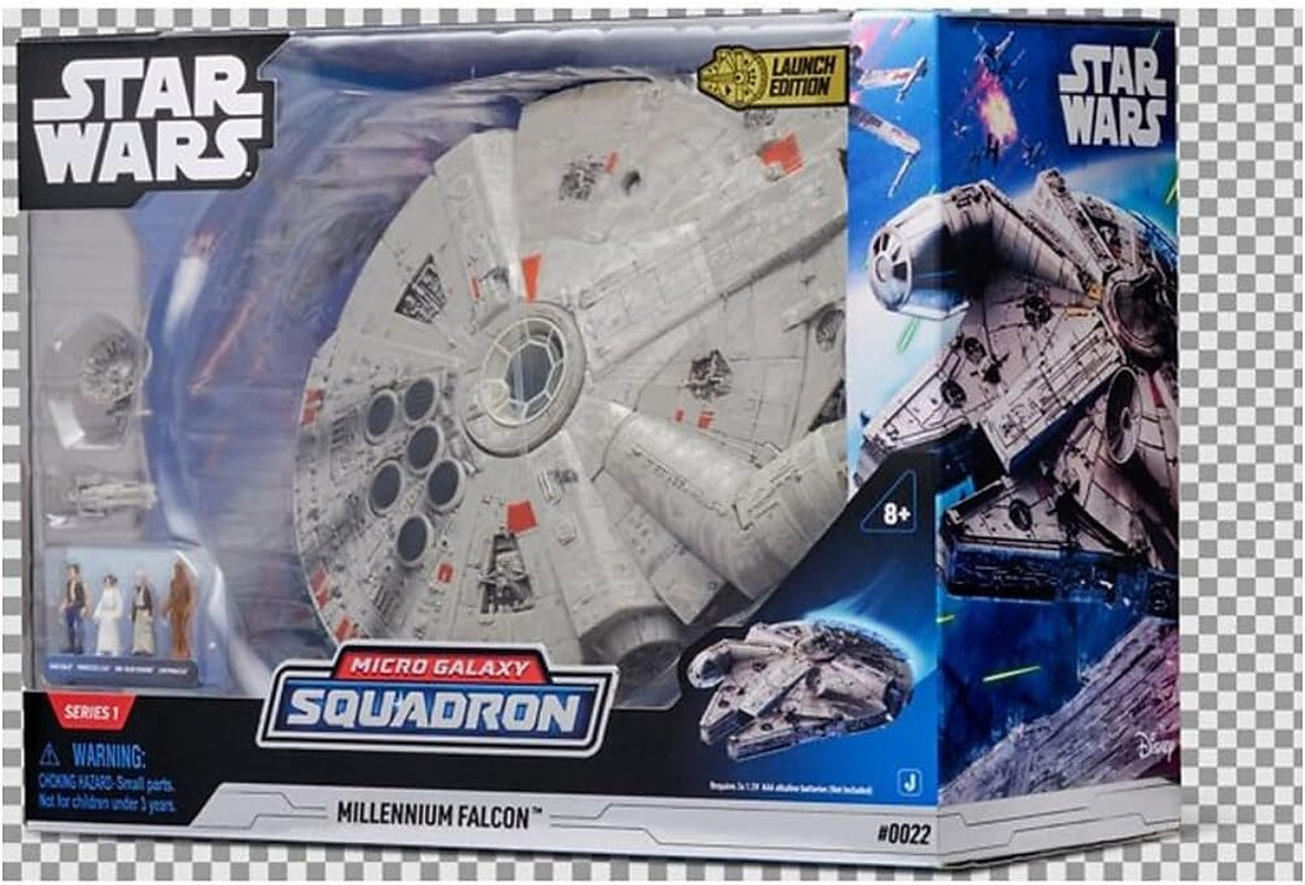 Star Wars Micro Galaxy Squadron SWJ0332 – Millennium Falcon 22,5 cm offizielles Fahrzeug mit Licht, Sound und Actionfiguren Naty Shop