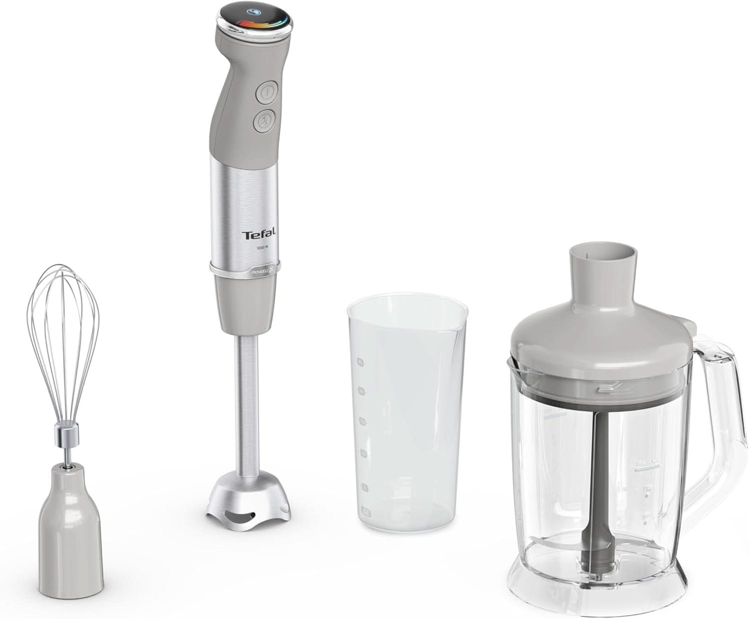Tefal Quickchef+ 3-In-1 XL Stabmixer/Zerkleinerer/Schneebesen, 1000 W, Intuitive Geschwindigkeitsregelung, Turbo-Taste, Powelix-Messer-Technologie, Edelstahl, Grau, HB67MB30 Kitchen Naty Shop